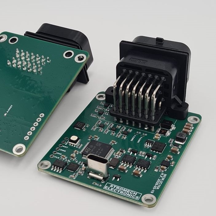 Custom automotive PCB, two boards render